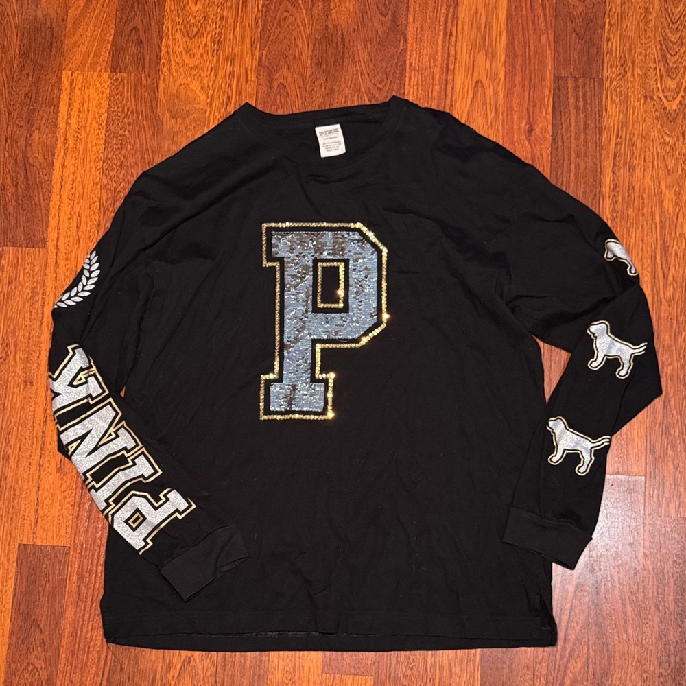 PINK Victoria's Secret Black Campus Tee